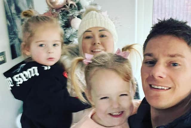 Danielle and Anthony at Christmas with their children Shae (front) and Arlo