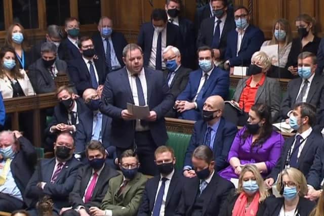 Burnley MP Antony Higginbotham asking his question to the Prime Minister during Wednesday's PMQs