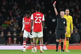Thomas Partey is sent off against Liverpool
