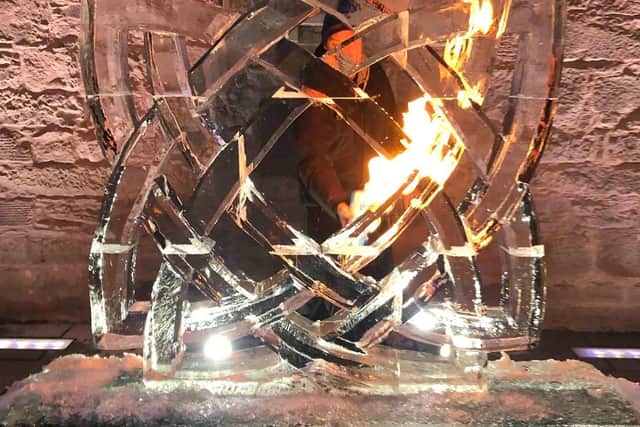 Celtic Knot ice sculpture by Matthew Chaloner which the artist will be carving live at the festival