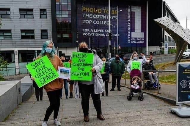 Campaigners against the Burnley College expansion plan held a peaceful protest there last summer