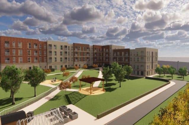 GGI of how the new care apartments, situated on derelict land next to Burnley General Hospital, are expected to look. Credit: Brock Carmichael Architects