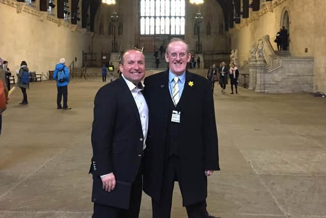 Dave and his right hand man David Henshaw on a visit to Parliament