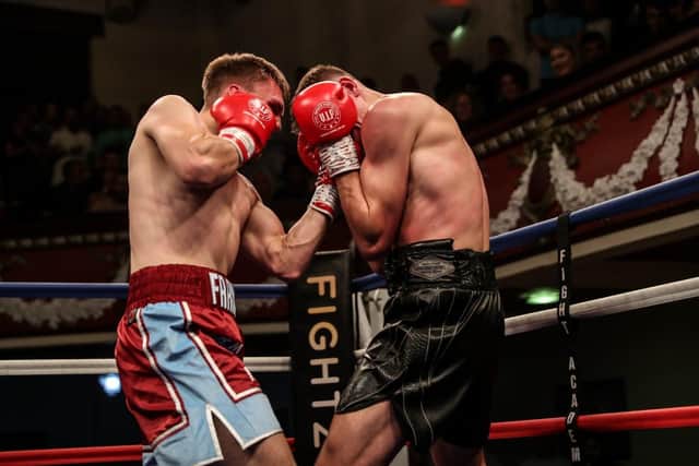 Unbeaten Burnley boxer Reece Farnhill in action at Colne Muni.

Credit: Karen Priestley.