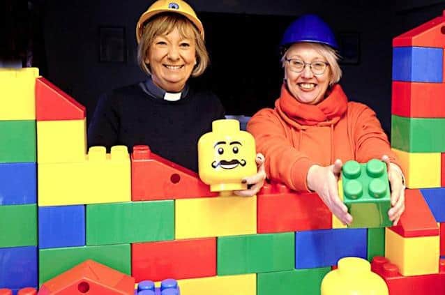 Mission enabler Harriet Roberts (right) with Rev Catherine Hale-Heighway are using LEGO bricks to re build links with local families after covid