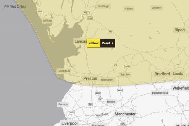Met Office issues yellow warning for strong winds as Storm Dudley hits. Pic: Met Office