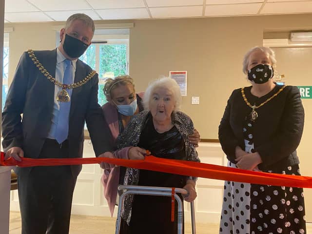 Mayor of Burnley, Coun. Mark Townsend, opened the new cinema room at Bank Hall Care Home