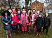 Students at Wellfield Primary School in Burnley get ready to begin their mission to plant 140 trees in the school grounds