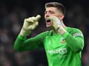 Burnley's English goalkeeper Nick Pope gestures during the English Premier League football match between Arsenal and Burnley at the Emirates Stadium in London on January 23, 2022.