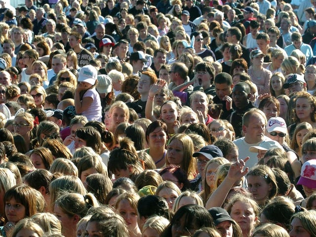 Huge crowds watching the stage at Temple Newsam