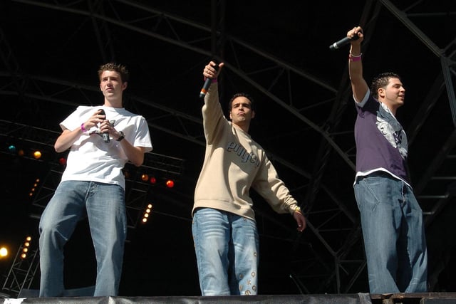 Blazin' Squad perform on stage at Party in the Park.