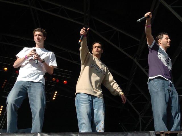 Blazin' Squad perform on stage at Party in the Park.