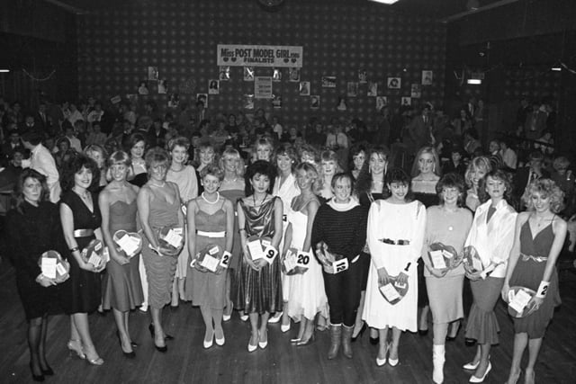 All 25 finalists in the Evening Post Model Girl of 1985 line up before the judges and await their final decision