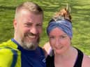 Andy Layfield, who has raised over £2,000 for the Alzheimer's Society in a Lent running challenge, with his partner Bernardine Firminger, who is supporting him by doing a couch to 5k challenge