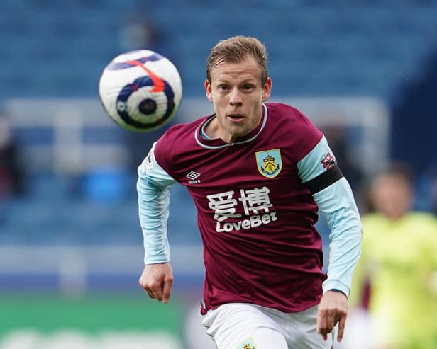 Burnley's Czech striker Matej Vydra runs for the ball during the English Premier League football match between Burnley and Newcastle United at Turf Moor in Burnley, north west England on April 11, 2021.