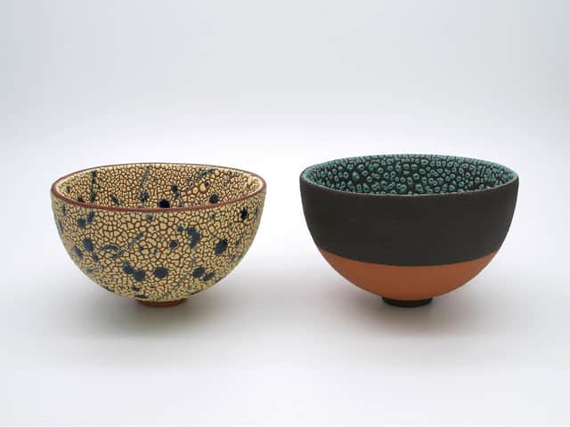 Among the exhibitors is Nottingham ceramicist Emma Williams, whose work features layers of slips and vibrant, tactile glazes on decorative brooches and ceramic bowls.