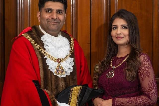 The current serving Mayor and Mayoress of Burnley Coun. Wajid Khan and his wife Anam