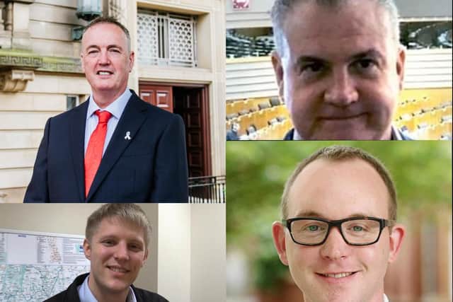 Police and Crime Commissioner candidates (clockwise from top left):  Clive Grunshaw (Labour), James Barker (Reform UK), Andrew Snowden (Conservative) and Neil Darby (Liberal Democrats)
