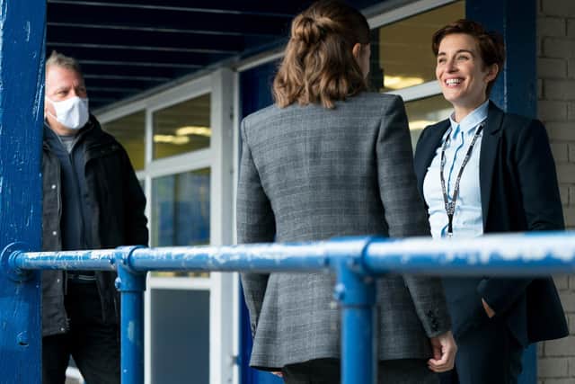 Jed Mercurio with Vicky McClure and Kelly Macdonald BBC Pictures