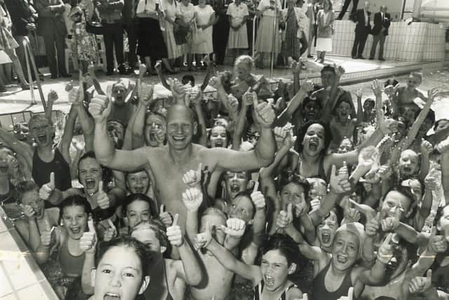 Swimming legend Duncan Goodhew at Pendle Wavelengths in 1989