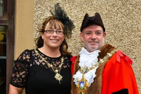 The new Clitheroe Town Mayor Coun.Simon ORourke and the Mayoress Coun. Donna ORourke. Picture by David Bleazard