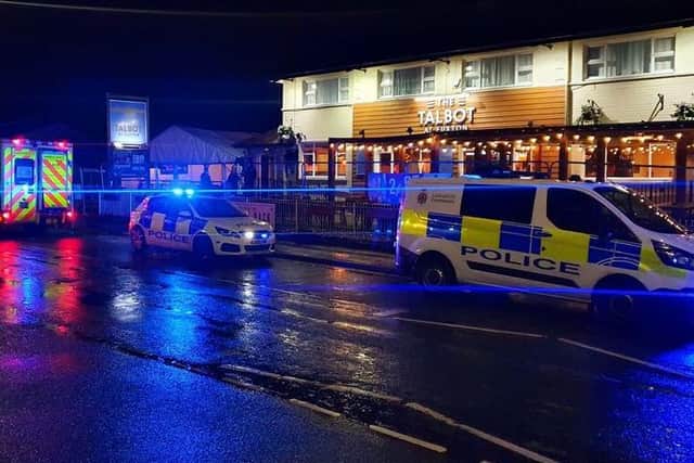 Police say around 80 people were involved in a drunken brawl at the Talbot pub in Balshaw Lane, Euxton at around 10.30pm on Saturday (May 15)