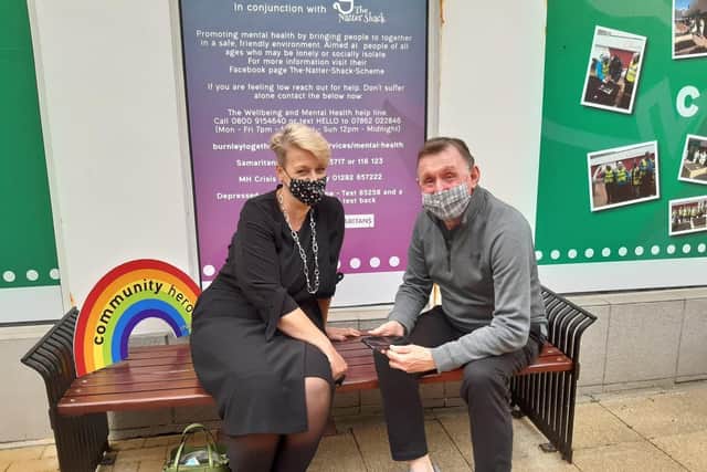 Let's chat... Tracey chats with Sabden's Paul Wray on the 'Happy to Chat' bench