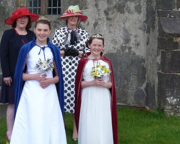 Mrs Aldwyth Pearson and Mrs Anthea Hodson along with Sadie and Lilly