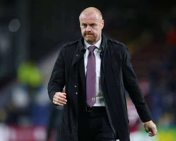 Sean Dyche, Manager of Burnley looks on as he leaves the pitch following the Premier League match between Burnley and Liverpool at Turf Moor on May 19, 2021 in Burnley, England.