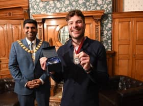 Jordan North after collecting his Mayor's Medal from Lord Wajid Khan.