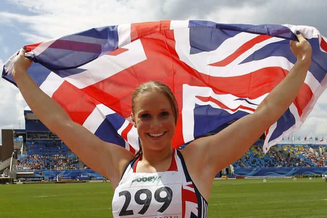 Sophie Hitchon celebrates winning the World Junior Championships in 2010