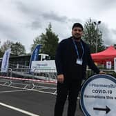 Pharmacist Kashif Aleem at the mobile vaccination centre