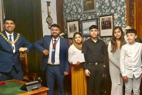 (Left to right) Coun. Wajid Khan with Ibby Ali, wife Rushada, and children Adnan, Aqeela and Ayaan.