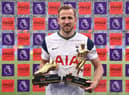 Harry Kane of Tottenham Hotspur poses with the Coca-Cola Zero Sugar Golden Boot Winner award, and the Coca-Cola Zero Sugar Playmaker Winner award.