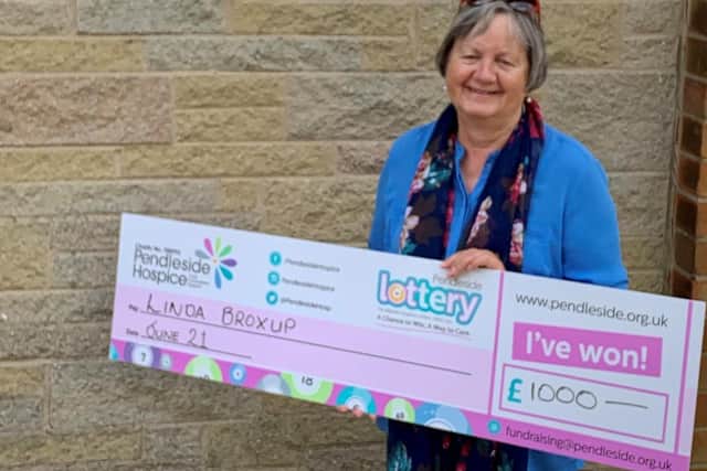 Pendleside Hospice lottery winner Linda Broxup
