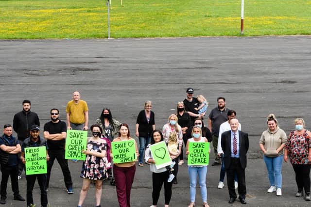 Residents are protesting against plans submitted by Burnley College to extend on a community recreation ground that has been in use for decades
