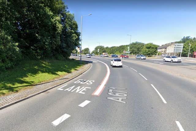 The bus lane on Westway in Burnley is one of several that can now be monitored by cameras (image: Google)
