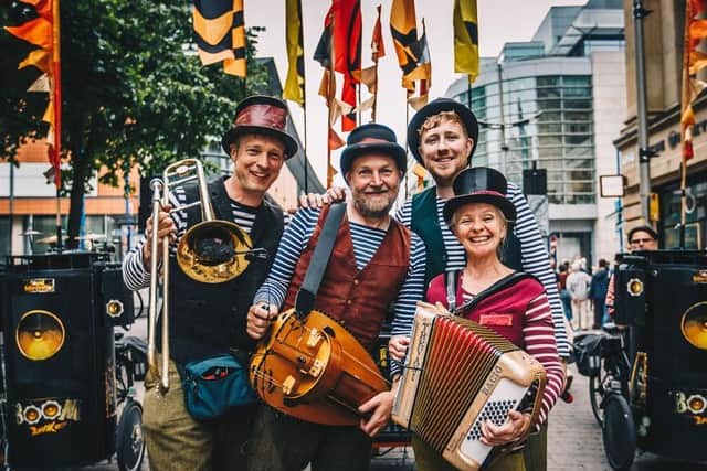 Boom Bike Bourree, a four piece line up of hurdy-gurdy, beatbox, accordion and trombone, from Lancaster will join the Musical Journey