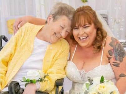 Sam with her cherished mum Sylvia at her wedding blessing