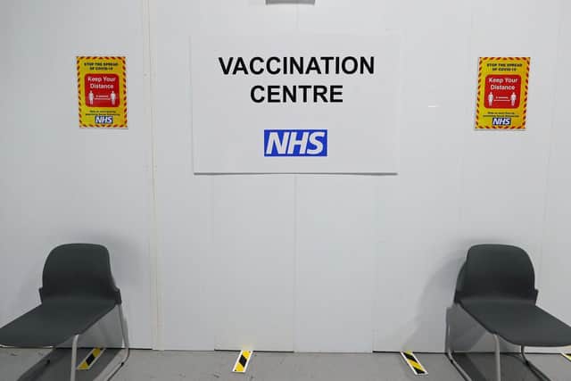 A waiting area at the vaccination centre in Blackpool's Winter Gardens.