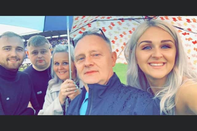 Jodie with (from left to right) her fiance Luke, brother Ben, mum Catherine and dad Michael