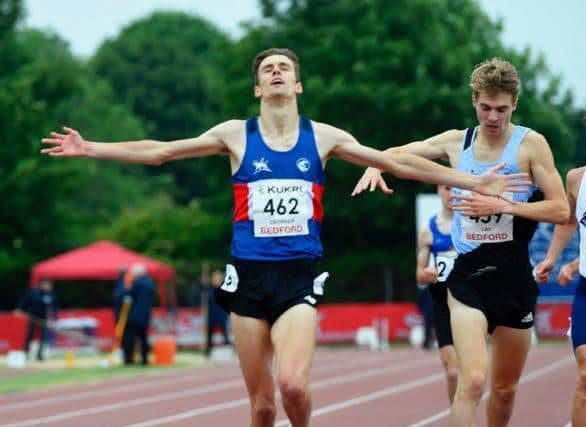 Tiarnan Crorken crosses the line first at the English Championships in Bedford.
Credit: Mark Shearman