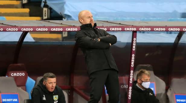 Sean Dyche, manager of Burnley reacts during the Premier League match between Aston Villa and Burnley at Villa Park on December 17, 2020 in Birmingham, England.
