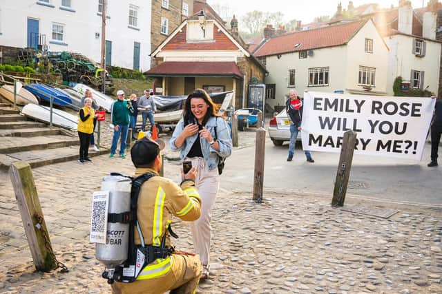 The moment Joey proposed to Emily captured by Chalkie Bolton Photography