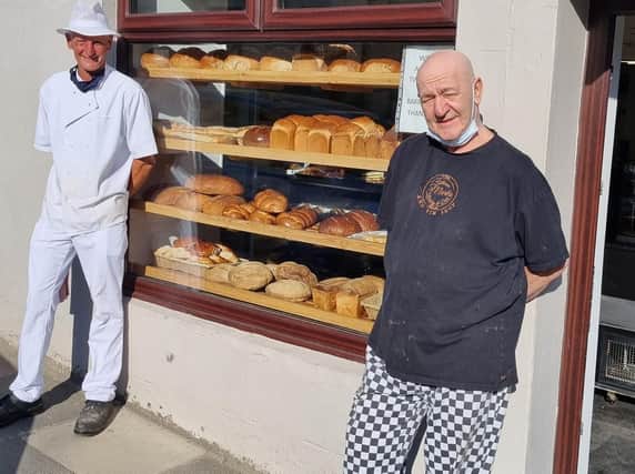 Owner, Mark Solomon (right) and Head Baker, Damian Crowther outside the bakery on Whalley Road.