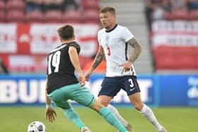 Kieran Trippier of England controls the ball during the international friendly match between England and Austria at Riverside Stadium on June 02, 2021 in Middlesbrough, England.