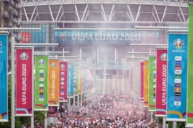 Fans outside Wembley Stadium as England prepare to take on Italy