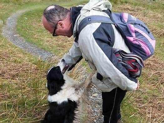 Auzz with Meg, his faithful walking companion who died four months after her master