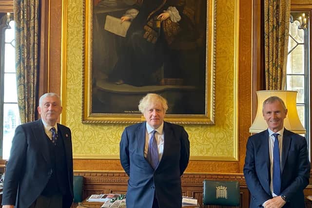 The Rt Hon Lindsay Hoyle MP, with Boris Johnson and Rt. Hon Nigel Evans