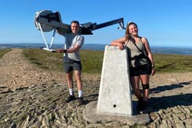 Jack and friend Tessa Durkin at the Pendle Hill trig point